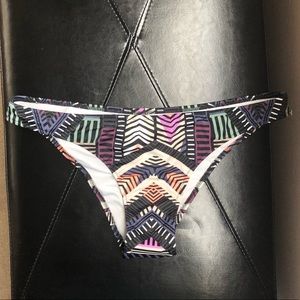 PINK Victoria's Secret Multicolor Geometric Bikini Bottom - Black Base